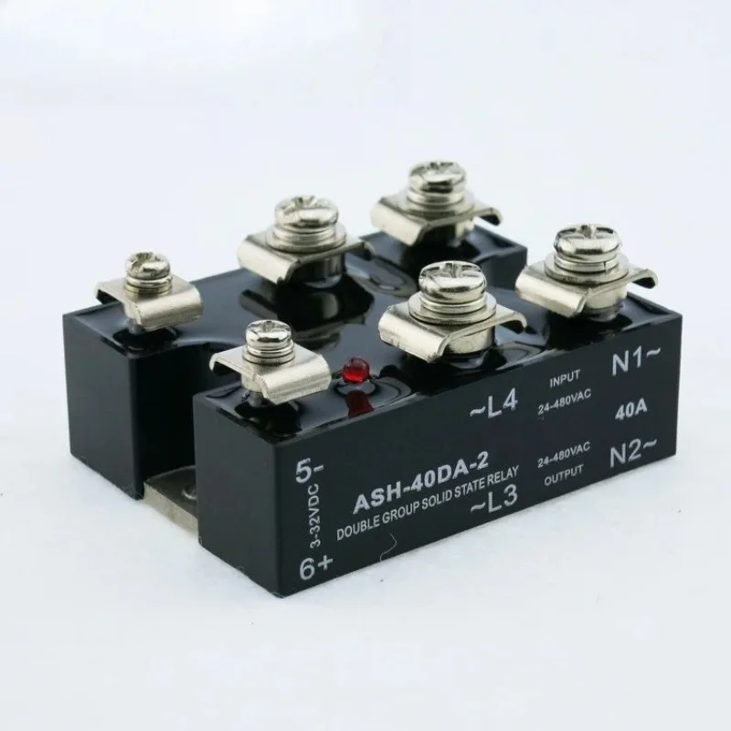 

40A two-phase solid state relay ASH-40DA-2 DC AC control 24VDC load 480V