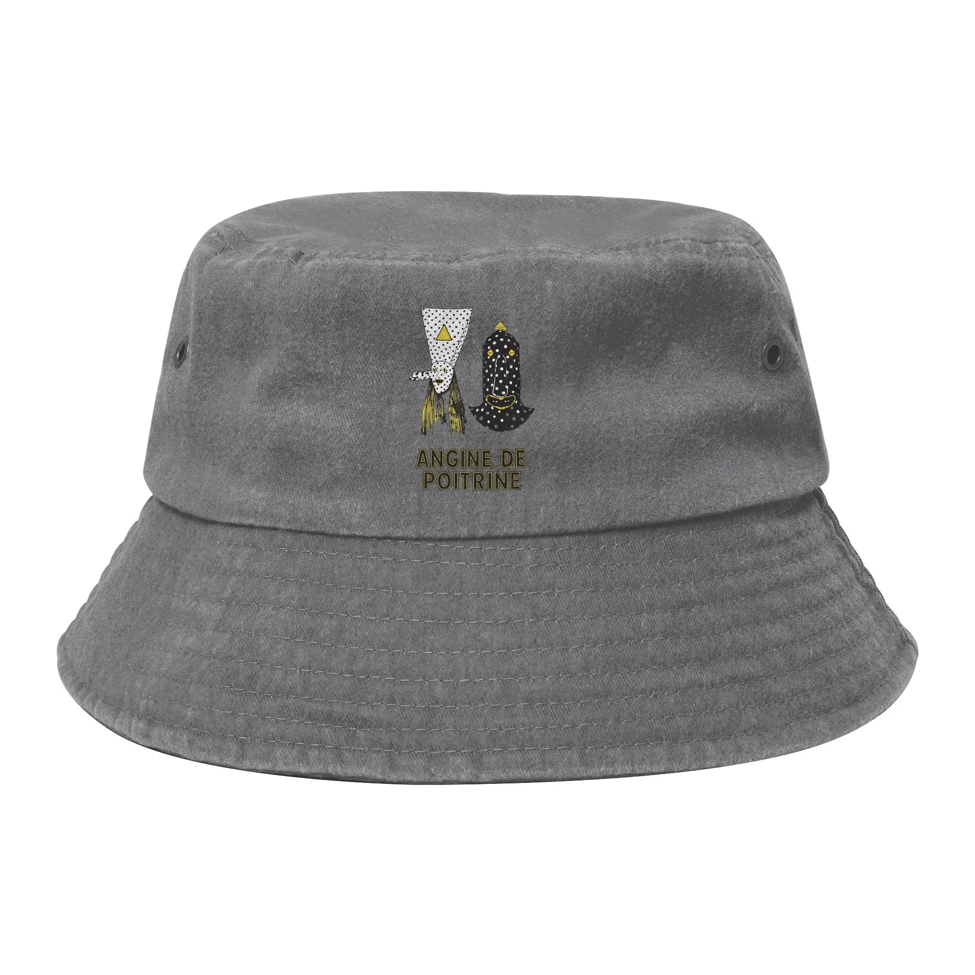 Angine De Poitrine Canadian Rock Duo Bucket Hat Girl UV Protection Distressed Washed Fishing Hats Summer Getaway Headwear Bob