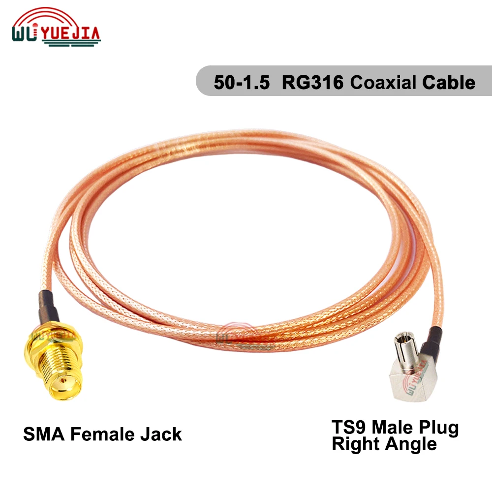 10 CM-20 Meters SMA to TS9 RG316 Cable RP-SMA SMA Male / Female Jack to TS9 Male Right Angle Connector Adapter RF Coaxial Cable