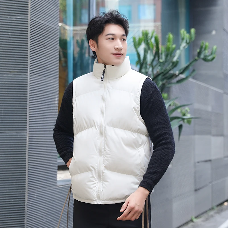

Outdoor Double-Sided Wearable Windproof Stand Collar Men's Vest Winter Faionable Warm Cotton Jaet Stand Fit Youth ular