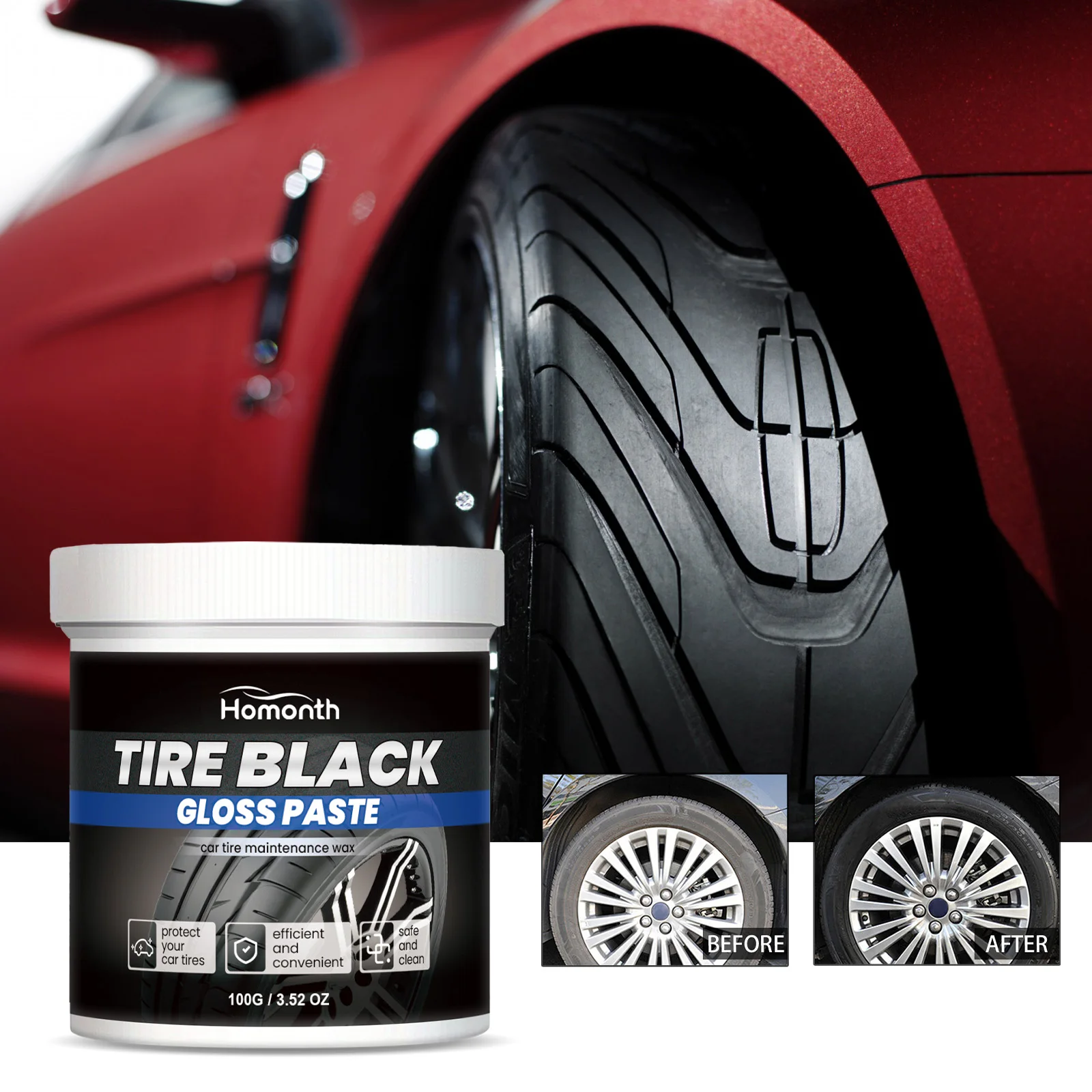 Car Tire Shine Wax Durable Anti-Aging Gloss Enhancer Tire Repair Renews Maintenance Prevent Cracking Tires Blackening Care Agent