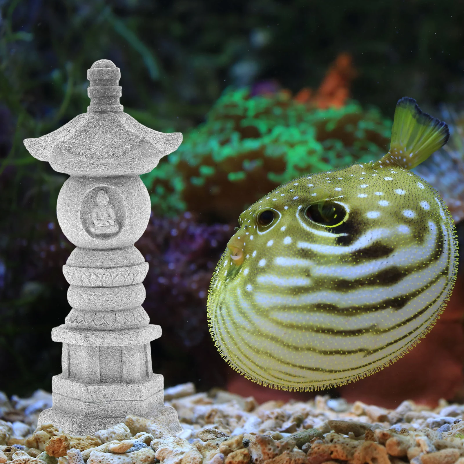 

Mini Pavilion Statue For Garden Fish Tank Decor Micro Landscape Ornament Durable Resin Stone Outdoor Indoor Desktop Sandstone