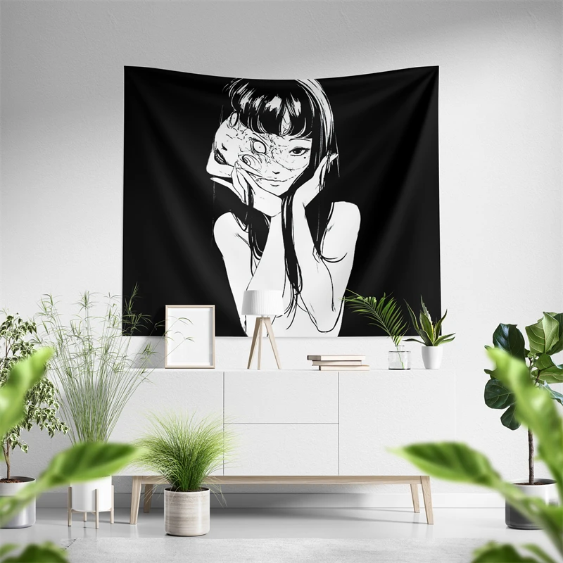 Aertemisi Best Tomie Junji Ito Japanese Horror Manga Anime Tapestry Wall Hanging Art for Bedroom Living Room Decor Party