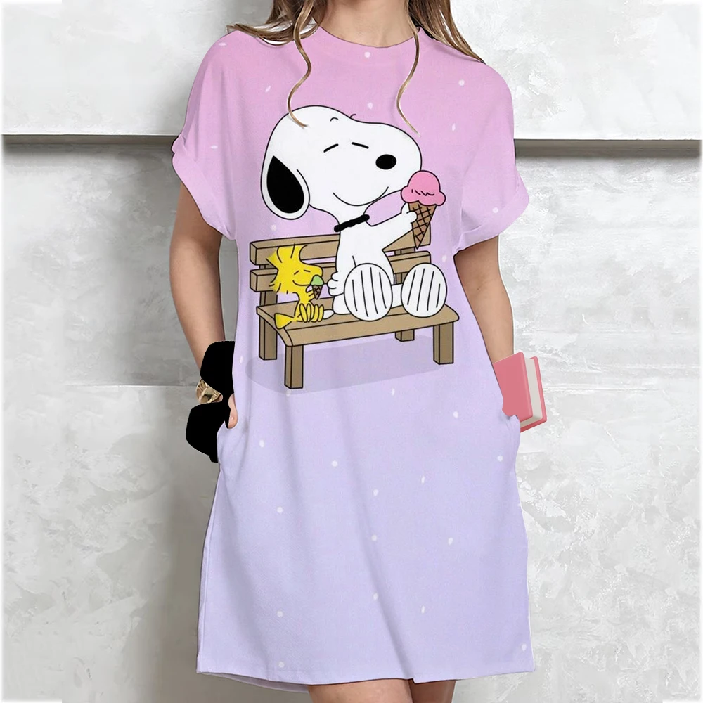 المرأة فضفاضة قصيرة الأكمام الصيف حجم كبير فستان سنوبي تي شيرت مطبوع نمط فساتين صغيرة الصيف فستان فضفاض غير رسمي Vestidos