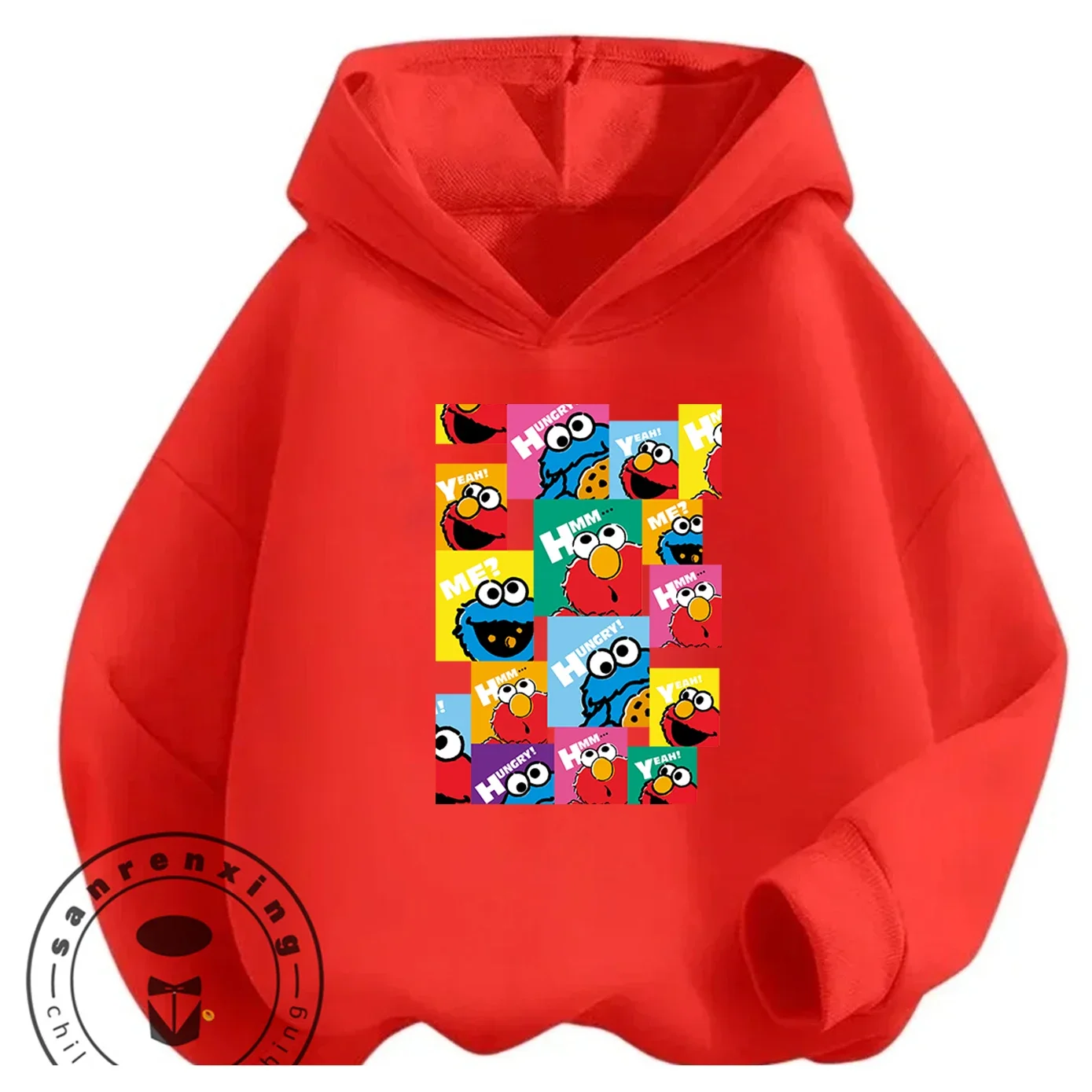 Sudadera con Capucha de Moda de Plaza Sésamo para Niños de 3 a 14 Años, Otoño Invierno, Linda, Kawaii, de Dibujos Animados, a la Moda, Informal, Cálida y Encantadora para Exteriores