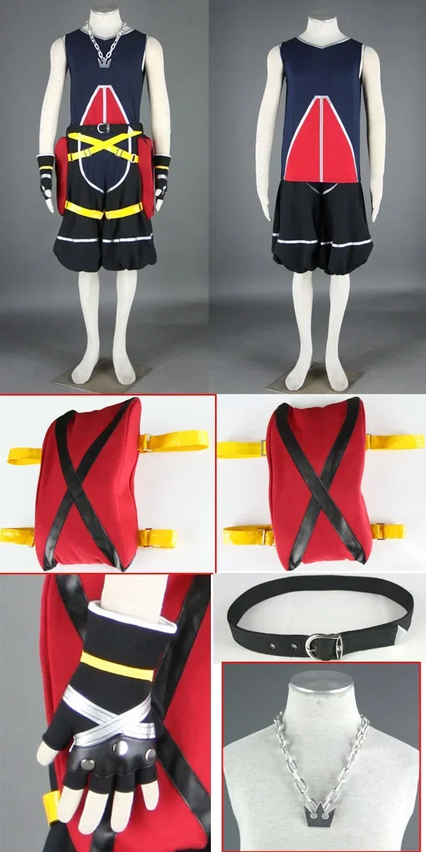 Anime Kingdom Hearts Cosplay- Kingdom Hearts 2 Sora przebranie na karnawał z naszyjnikiem 11