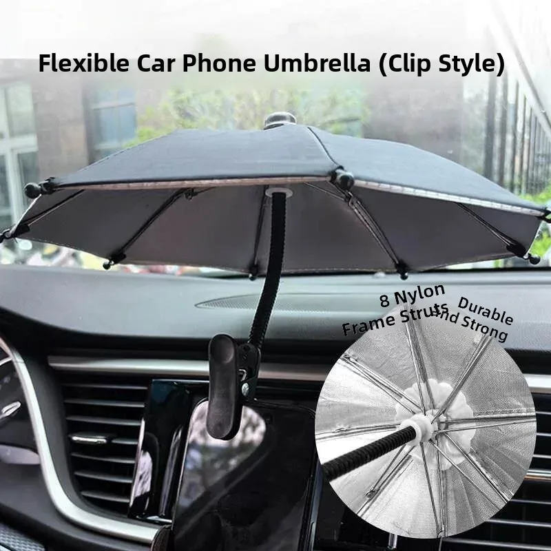 

Bendable Sunshade Umbrella for Mobile Phone Car Summer Sun Blocking Tool Portable Waterproof Iron Pole Cartoon Design