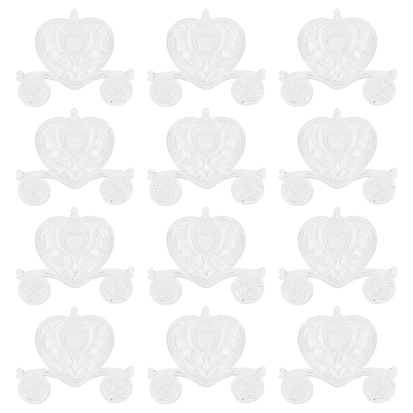 

12Pcs Carriage Shape Candy Box Acrylic Heart Cart for Wedding Birthday Party Chocolate Candy Container Carriage Box