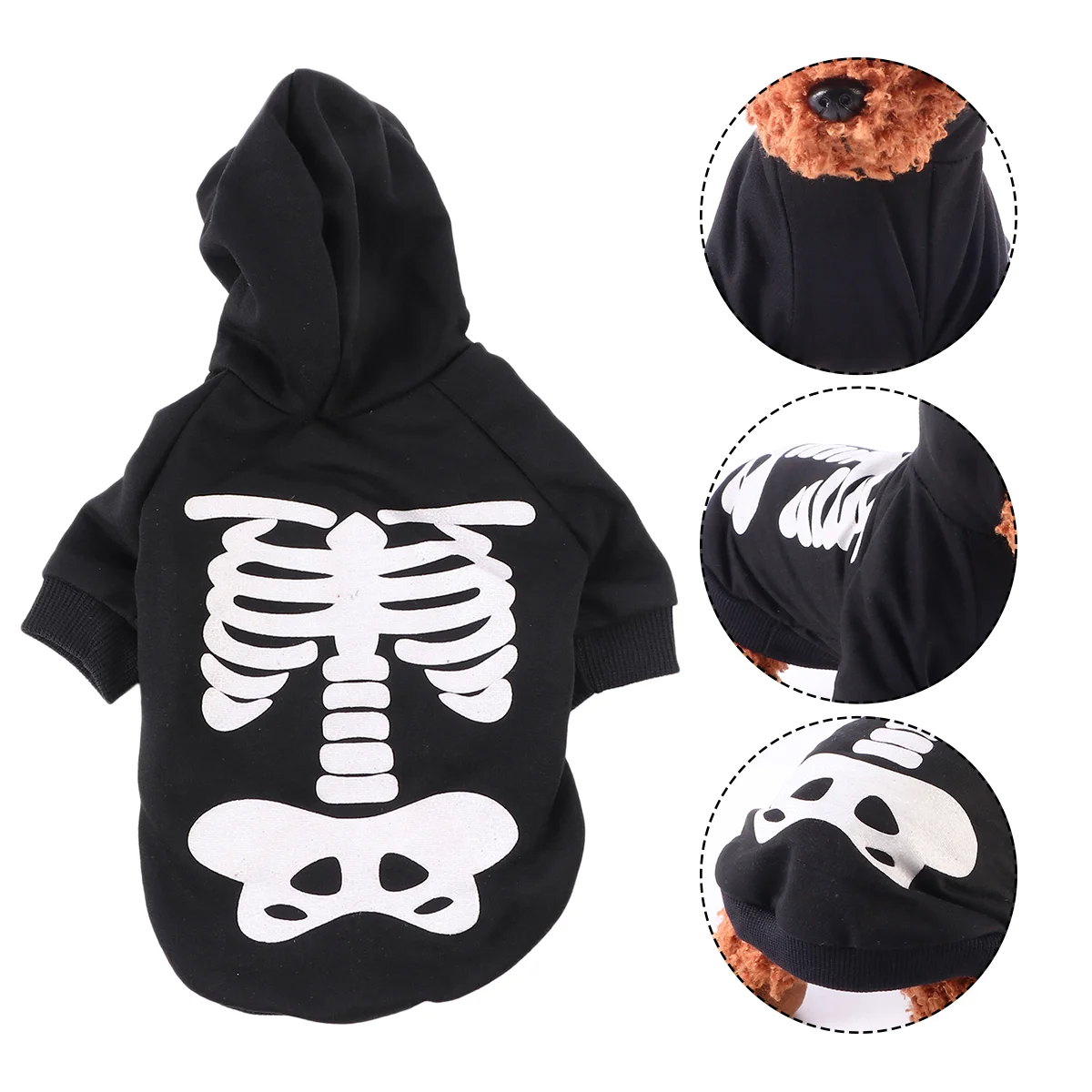 

Halloween Pet Costumes Puppy Skull Pattern Clothes Dog Garment Cosplay Pjs for Large Dogs Boys Hoodie