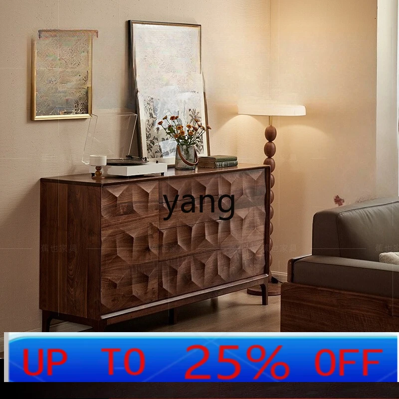 LH Black Walnut Wood Wall-Mounted Integrated Storage Cabinet Living Room Entryway Cabinet