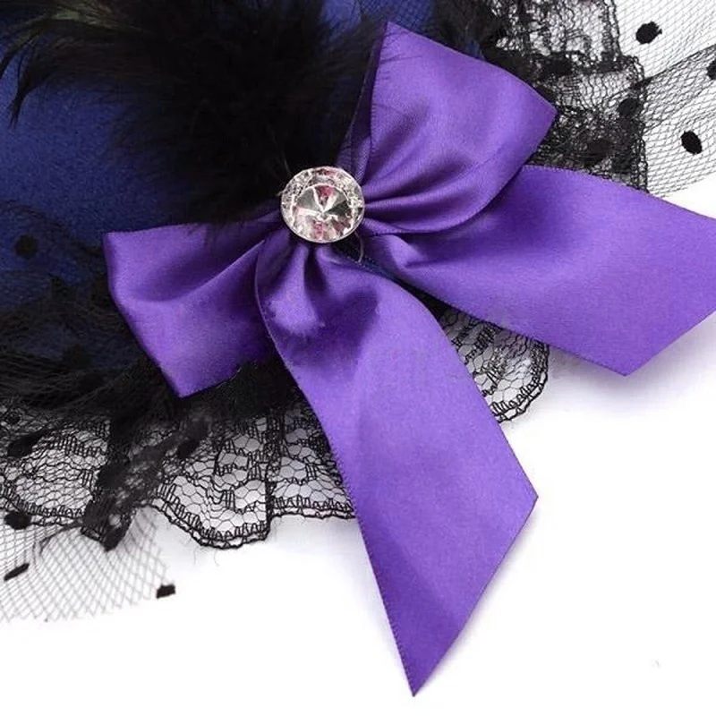 Fashion Girls Feather Rose Top Hat Cap Lace Fascinator Accessories Girls Pastoral Headwear Hairpin Hair Accessories for Girls