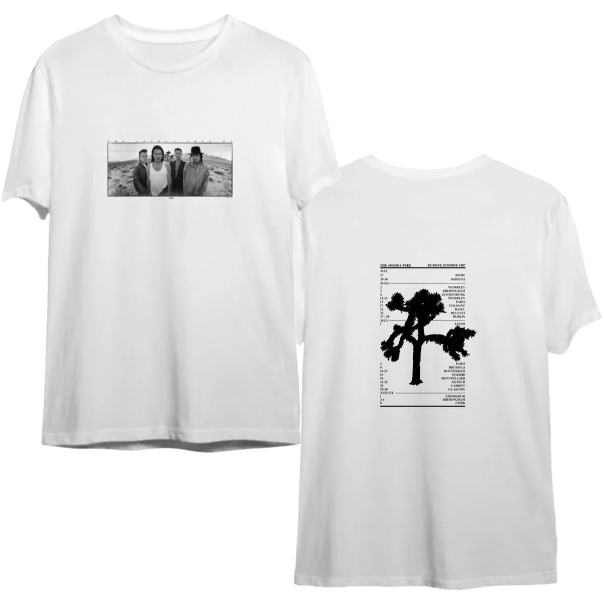 U2 the Joshua tree european album tour t-shirts