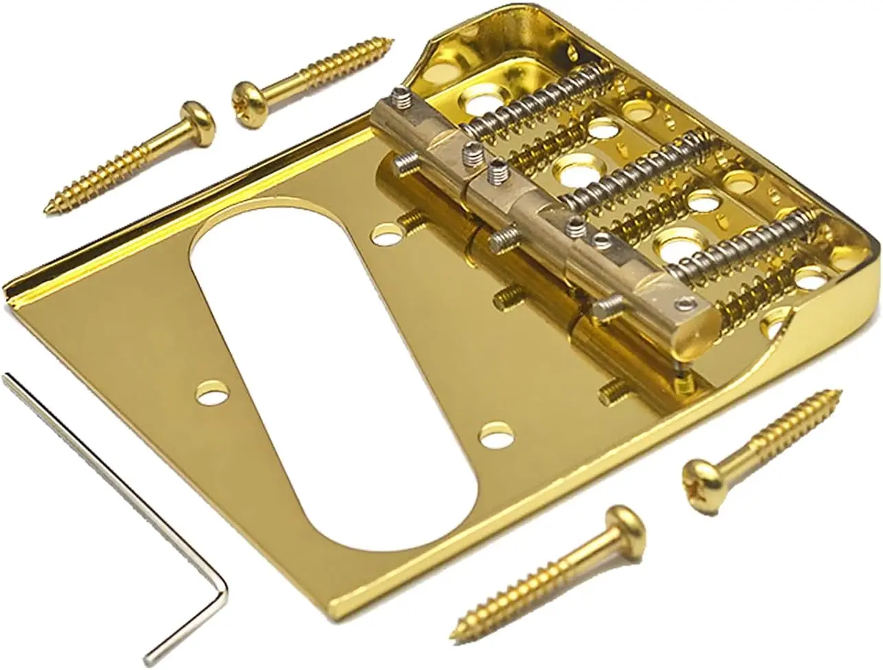 TL Tele Style Guitar Bridge with Compensated Brass Saddles & Cut-Down Sides, Electric Guitar Replacement Part