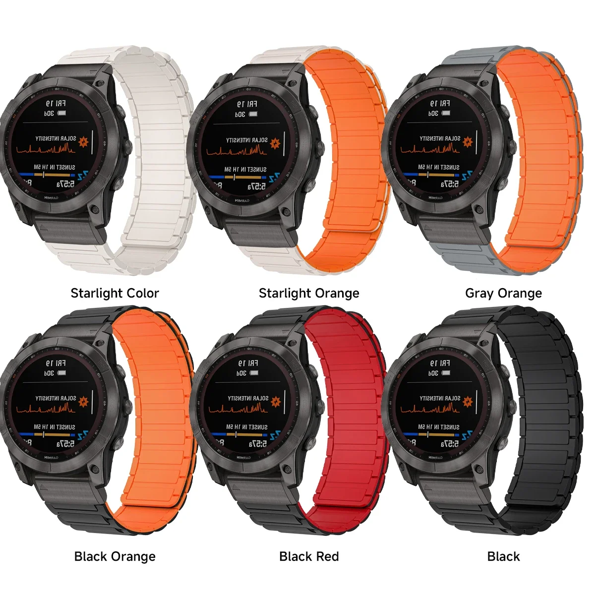 Pulseira magnética de silicone para Garmin, pulseira de laço, Garmin Band, Fenix 7X, 7 Pro, Fenix 6X, 5X, 5Plus, Tactix 7, Forerunner 965, 955, Enduro 2, 26mm