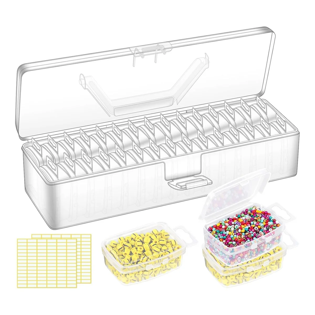 AOAO-Small Bead Organizers with Lids, for Collecting Jewelry, Bead, Sticker, with Hinged Lid Transparent Craft Supply Case A