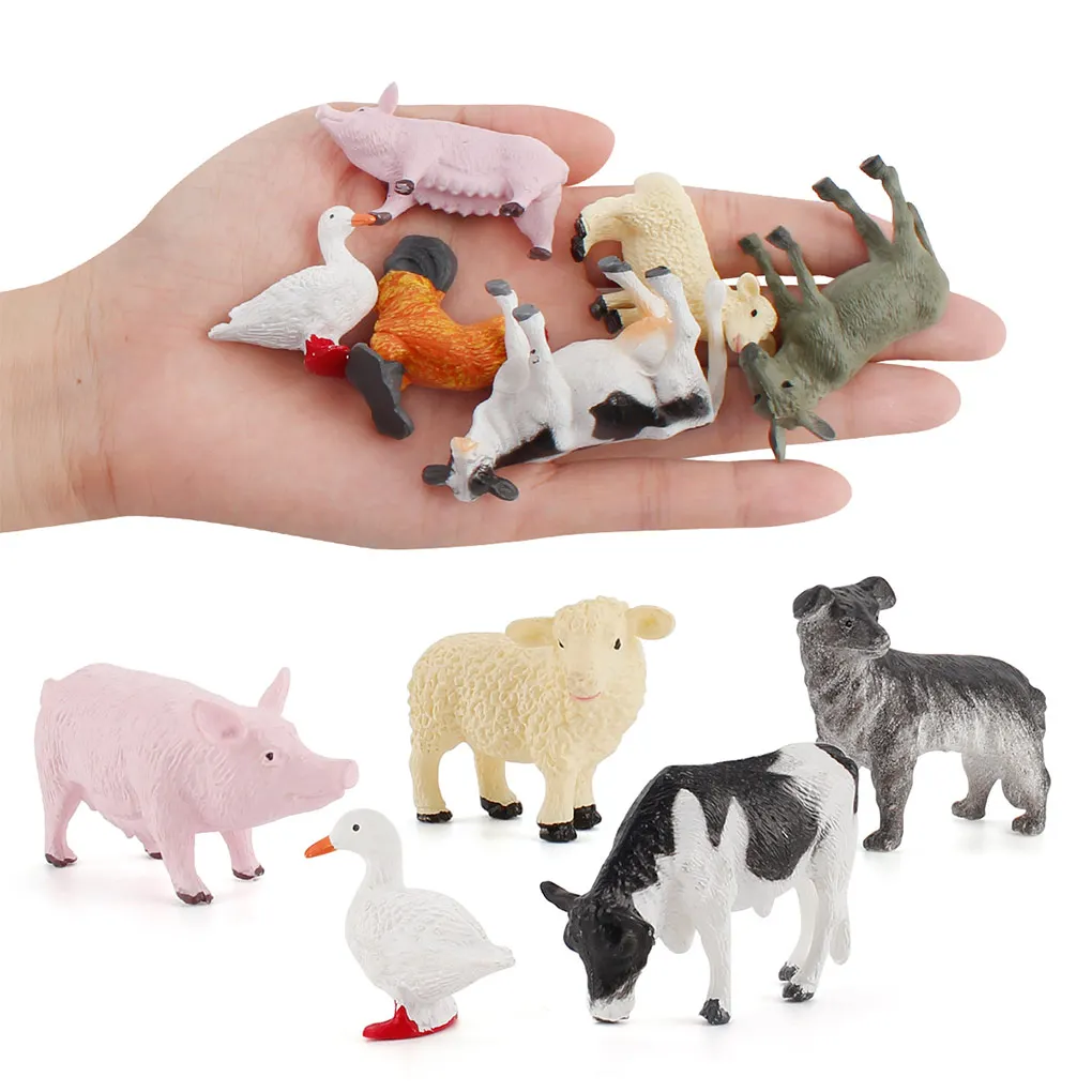 

12 Pieces Lightweight Farm Animal Models Toys Waterproof Duck Simulated Animal Solid Small Early Education Tools Ornament Gift