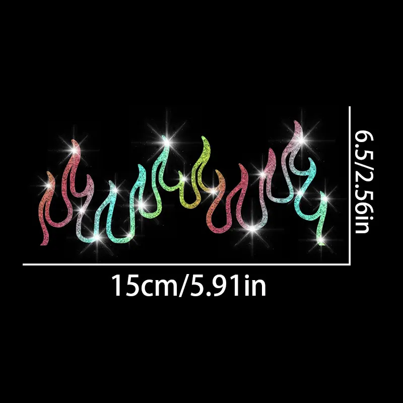 1PC Glitter Fashion Flame Motorcycle Sticker Waterproof for Helmet Fuel Tank Car Triangle Window Rearview Mirror Vinyl Decal