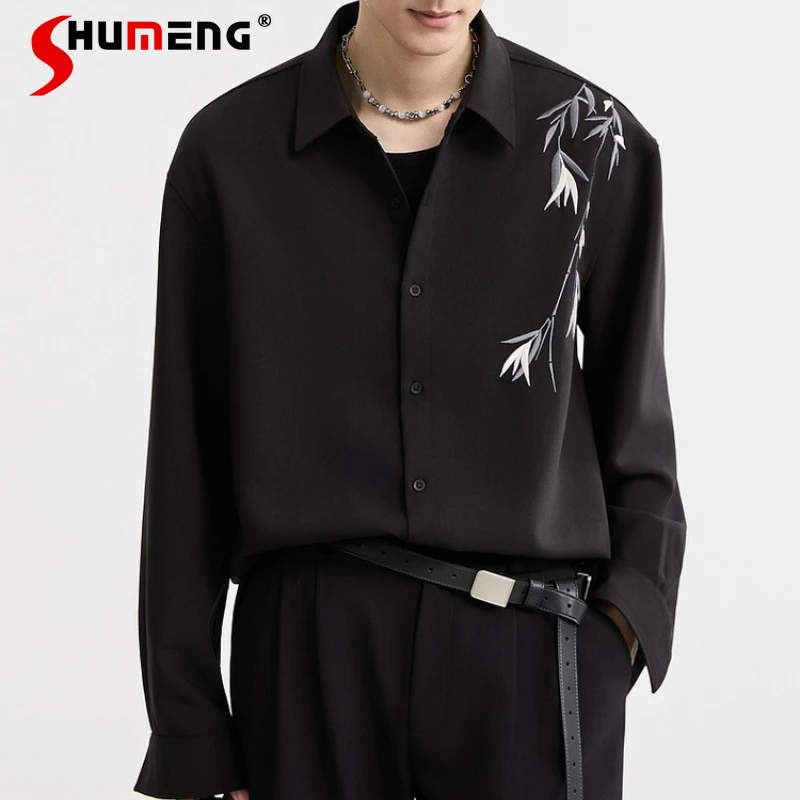 

Men's 2025 Autumn New Fashion Long Sleeve Contrast Color Chic Shirts Men's Trendy Retro Tops Male Handsome Stylish Lapel Shirts