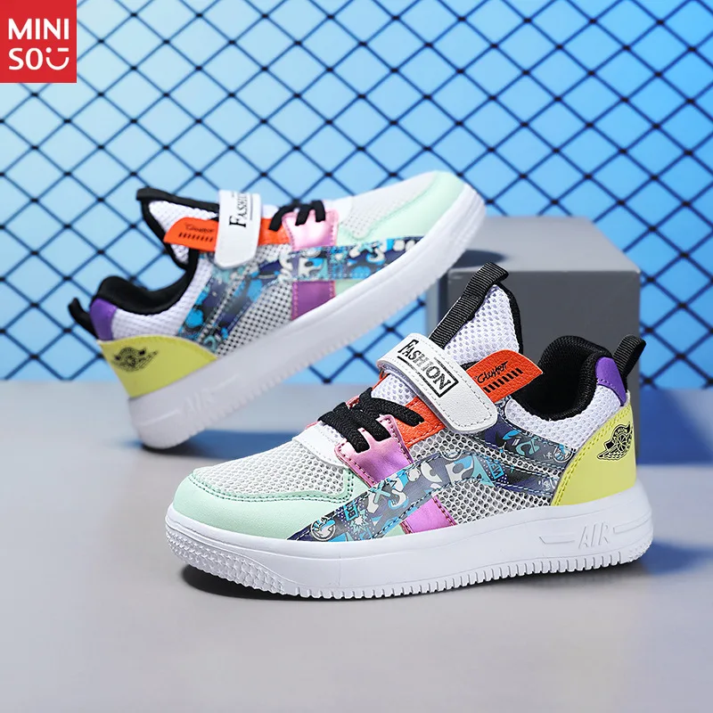 

Miniso 2025 Boys Breathable Mesh Sneakers, Autumn Non-Slip Soft Sole Sports Shoes