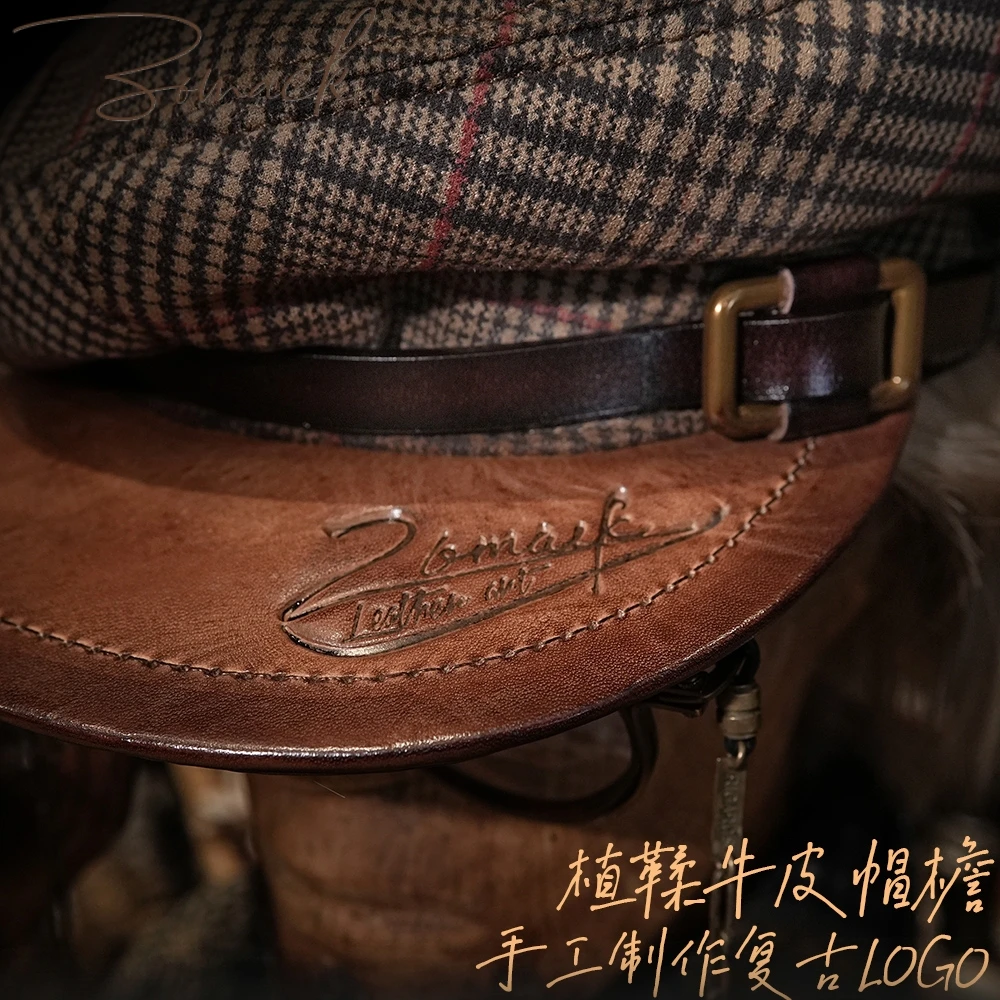 Ręcznie Robiona Czapka z Daszkiem Modna Krata Damska Kolorowy Malarz Gazeciarz Beret Damski Skórzany Ośmiokątny Brytyjski Retro Męski