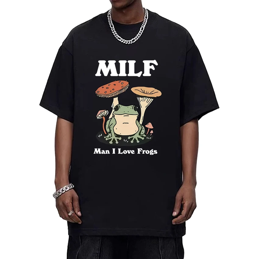 Funny MILF Man I Love Frogs Meme Graphic 100% Cotton Tee shirt Humor Frog Lover Summer vintage Men Women short sleeve T shirts