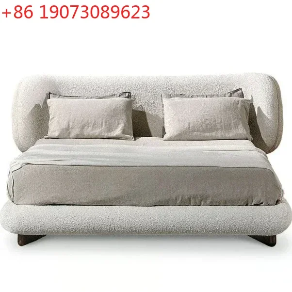 

Двуспальная кровать Wabi-sabi из массива дерева, 1,8 метра, в итальянском стиле, для небольших квартир, с обивкой из овечьей шерсти, свадебная кровать