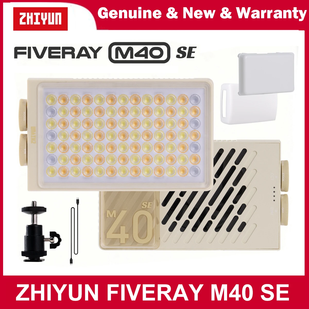 

ZHIYUN FIVERAY M40 SE 40W Карманный светодиодный видеосвет, портативная панель освещения для фото- и видеосъемки, 2700K-8500K, для камеры, видеоблогов и прямых трансляций