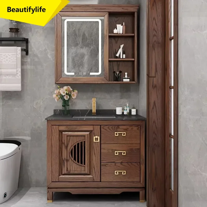 

a17 Shelf Organizer Bathroom Cabinet Led Lighting Toilet Drawers Bathroom Vanity Space Saving Wood Meuble Salle De Bain Furnitur