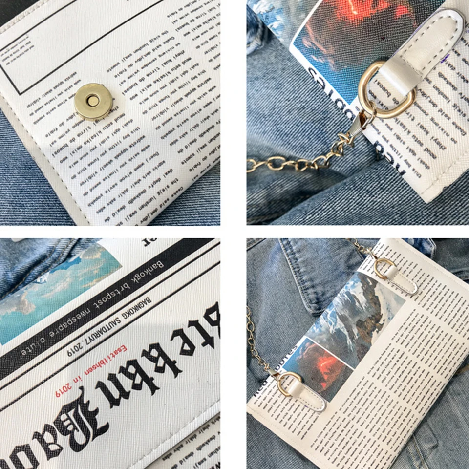 Fashion Chain Small Square Bag Diagonal Bag Envelope Bag Women Personality Joker Newspaper Messenger Bag Shoulder Bag