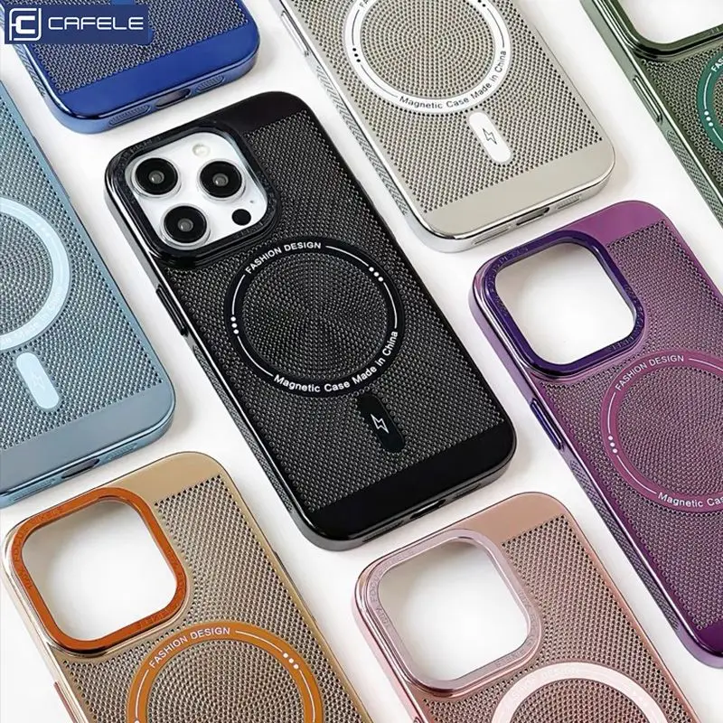 Breathable heat dissipation, electroplated magnetic suction suitable for iPhone 15 Fashion 14 Simplicity 13 Phone case Apple 12