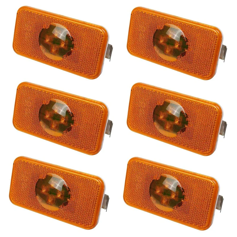 6X 24V Car Truck LED Side Marker Light Amber Indicator Lamp 4 LED For Volvo Trucks FM/FH