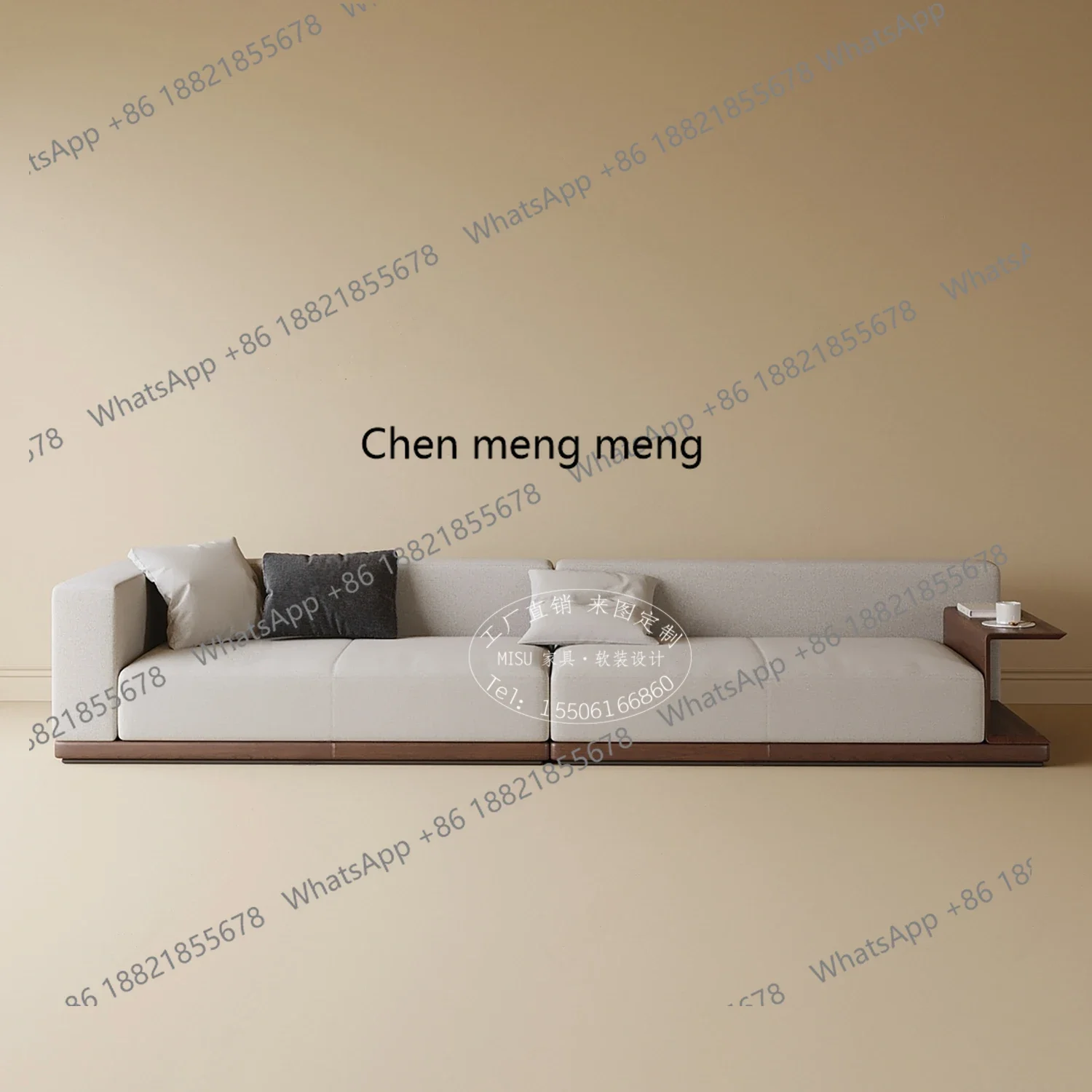 

N178 Italian minimalist fabric sofa combination living room large flat floor straight row card seat designer