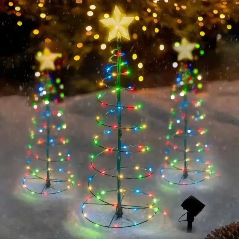 Solar Metal LED Christmas Tree Decoration String Lights Artificial Solar Christmas Tree Lawn Lights Solar LED Landscape Lights