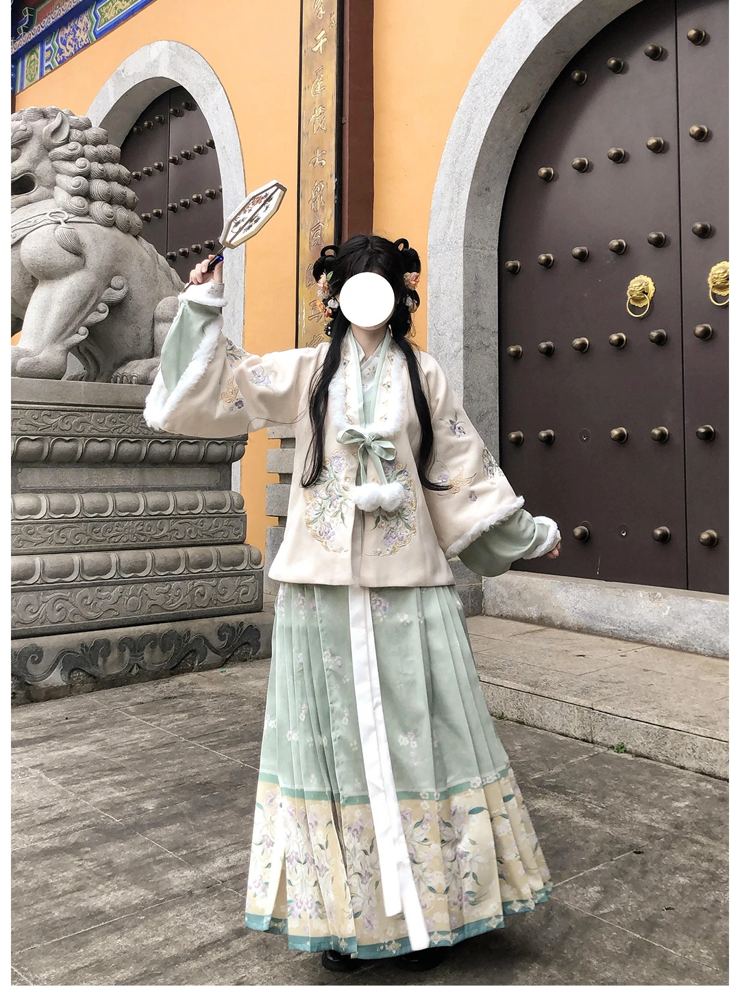 Green Ming Dynasty Embroidered Hanfu Women's Heavy Worked  Daily Autumn Winter New Arrival Traditional Chinese Costume