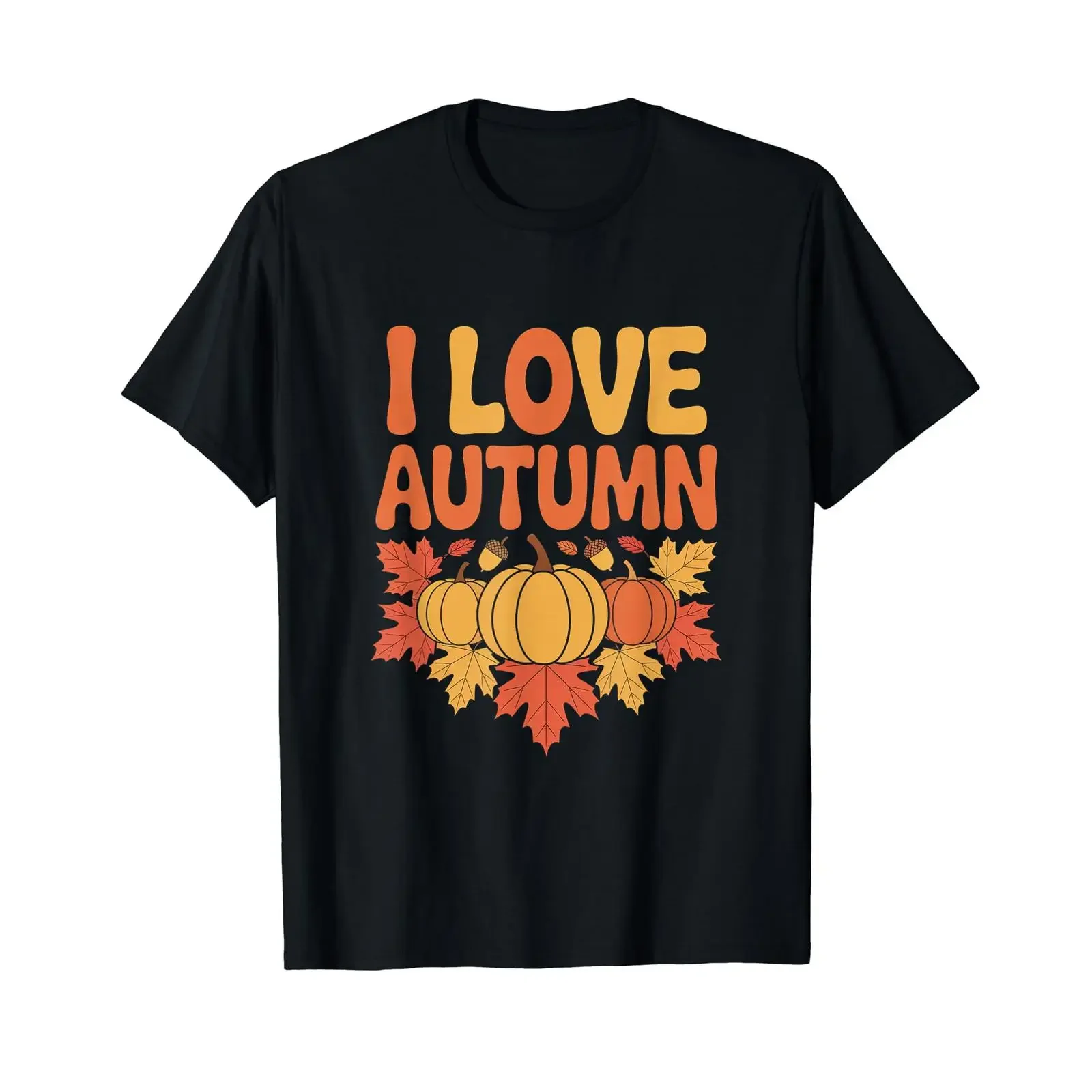 I Love Autumn Pumpkin Leaves Fall Design Value T Shirt vintage Washed designer clothes homme Soft Casual Comfortable streetwear