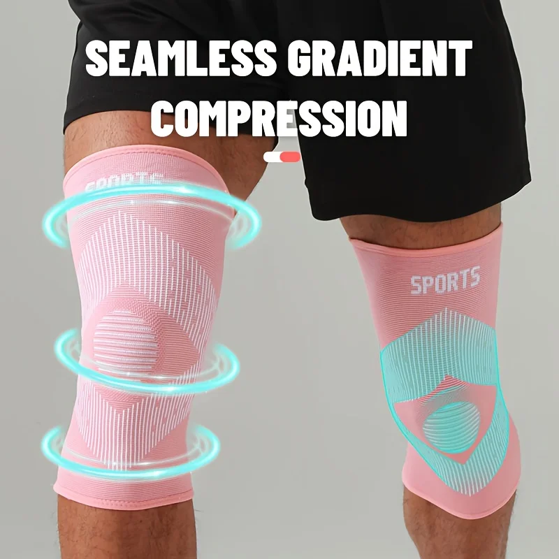1 Par de Joelheiras de Compressão Respiráveis Antiderrapantes Anticolisão para Corrida, Basquete, Fitness e Ciclismo