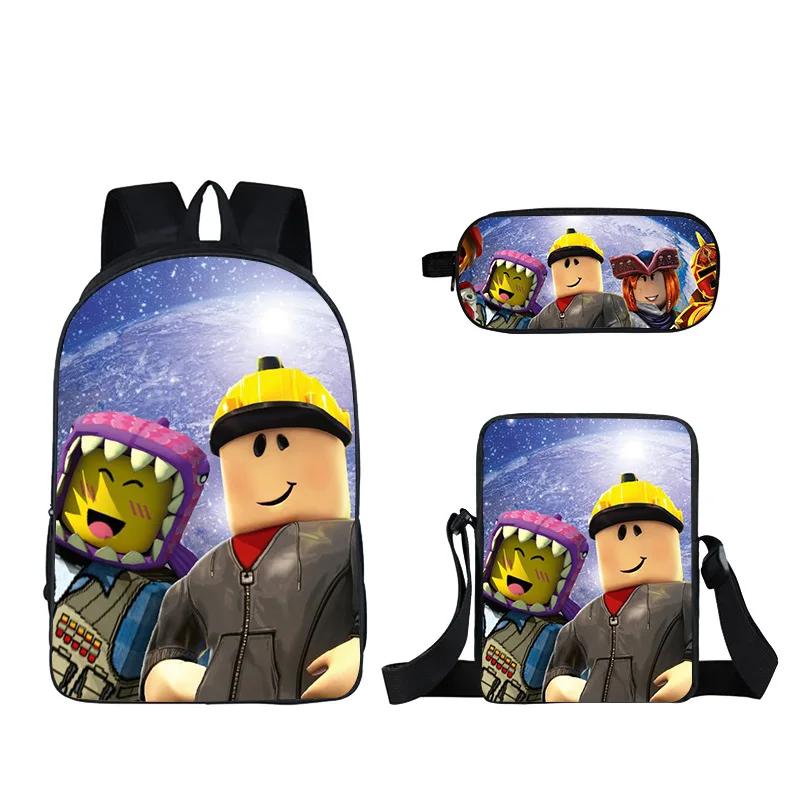 

Roblox 3 Piece Backpack Set Large Capacity Spine Protection School Bag With Pencil Case Crossbody Bag For Kids Students Storage