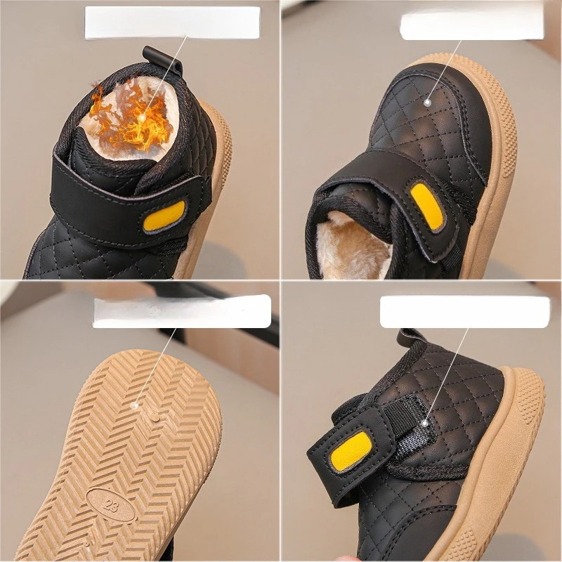 1-12 سنة الأطفال أحذية الثلوج الكاكي مبطن سميكة الفتيان الفتيات أحذية مشي الوردي لينة عدم الانزلاق الاطفال أحذية قطنية قصيرة #6