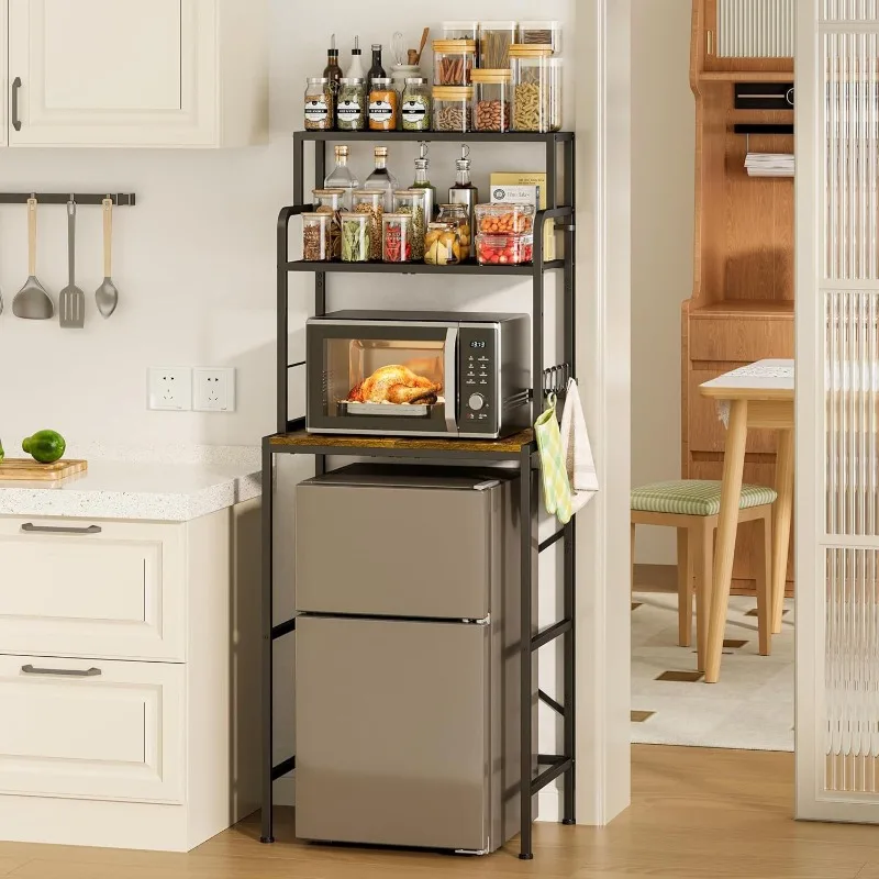 Three-layer multifunctional shelves, household mini refrigerator storage cabinets, kitchen with layered storage cabinets