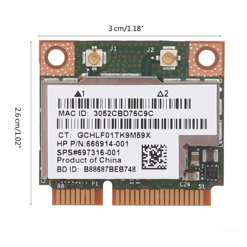 BCM943228HMB 802.11a 300Mbps banda Dual media Mini tarjeta WiFi inalámbrica PCie BT compatible 4,0 para