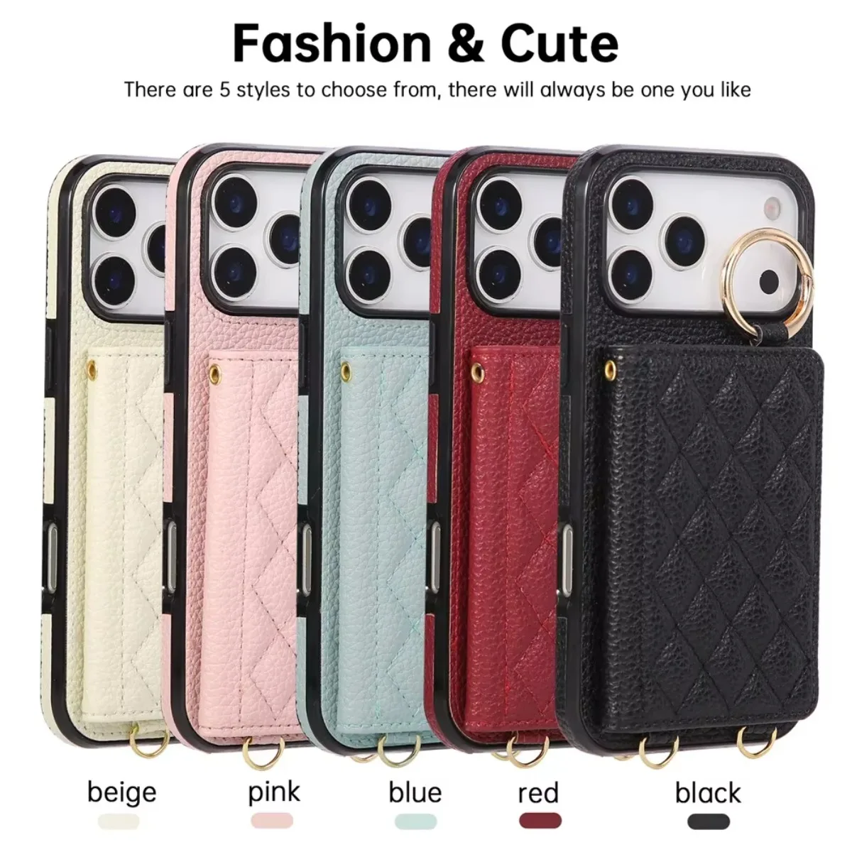 Cartera de cuero PU con cremallera cruzada y ranura para tarjetas, funda de teléfono con soporte para iPhone 17 Air 16 Pro Max 15 Plus 14 13 12 11 X XS XR