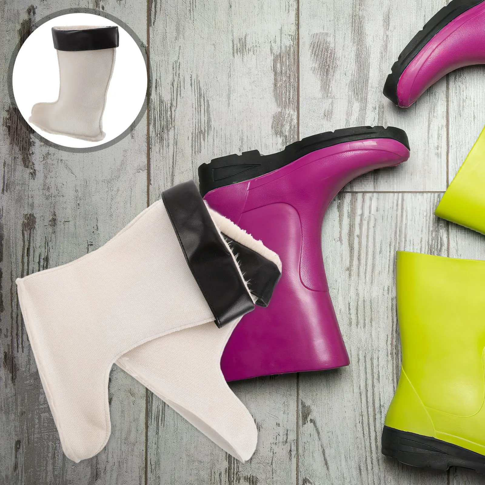 

2Pcs Long Rain Boots Inner Lining Winter Insulated Boot Liners Soft Thick Socks for Snow Hunter Walking Warm Thermal Shoe