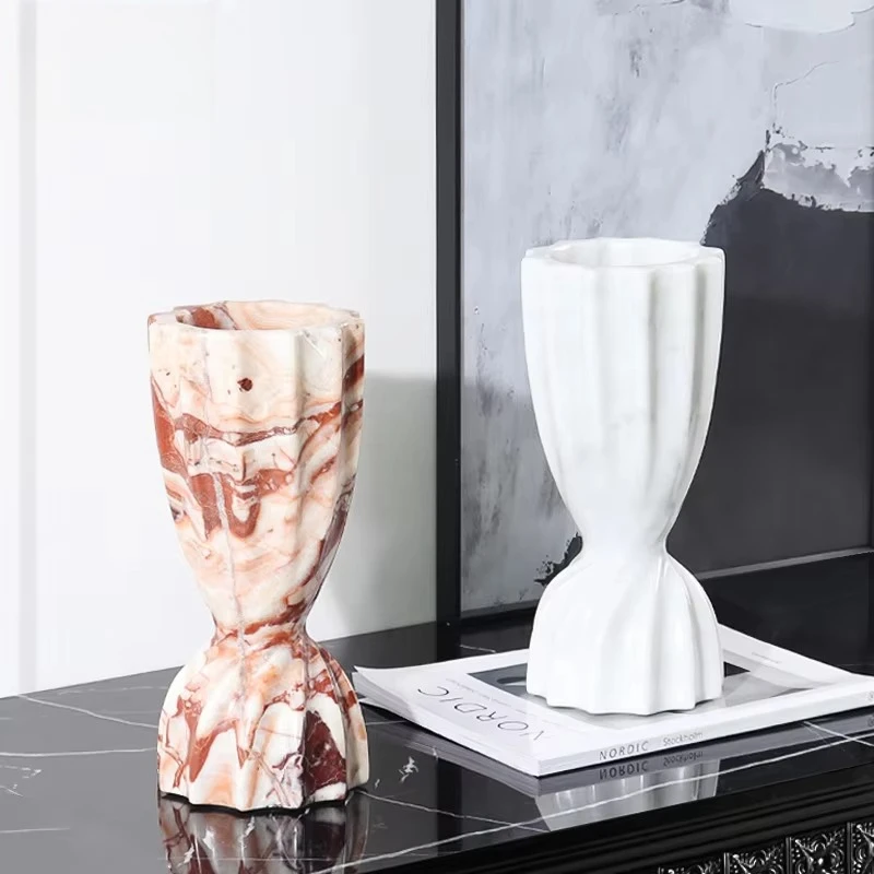 Vintage Calacatta Viola Stone Flower Vase For Home Decoration