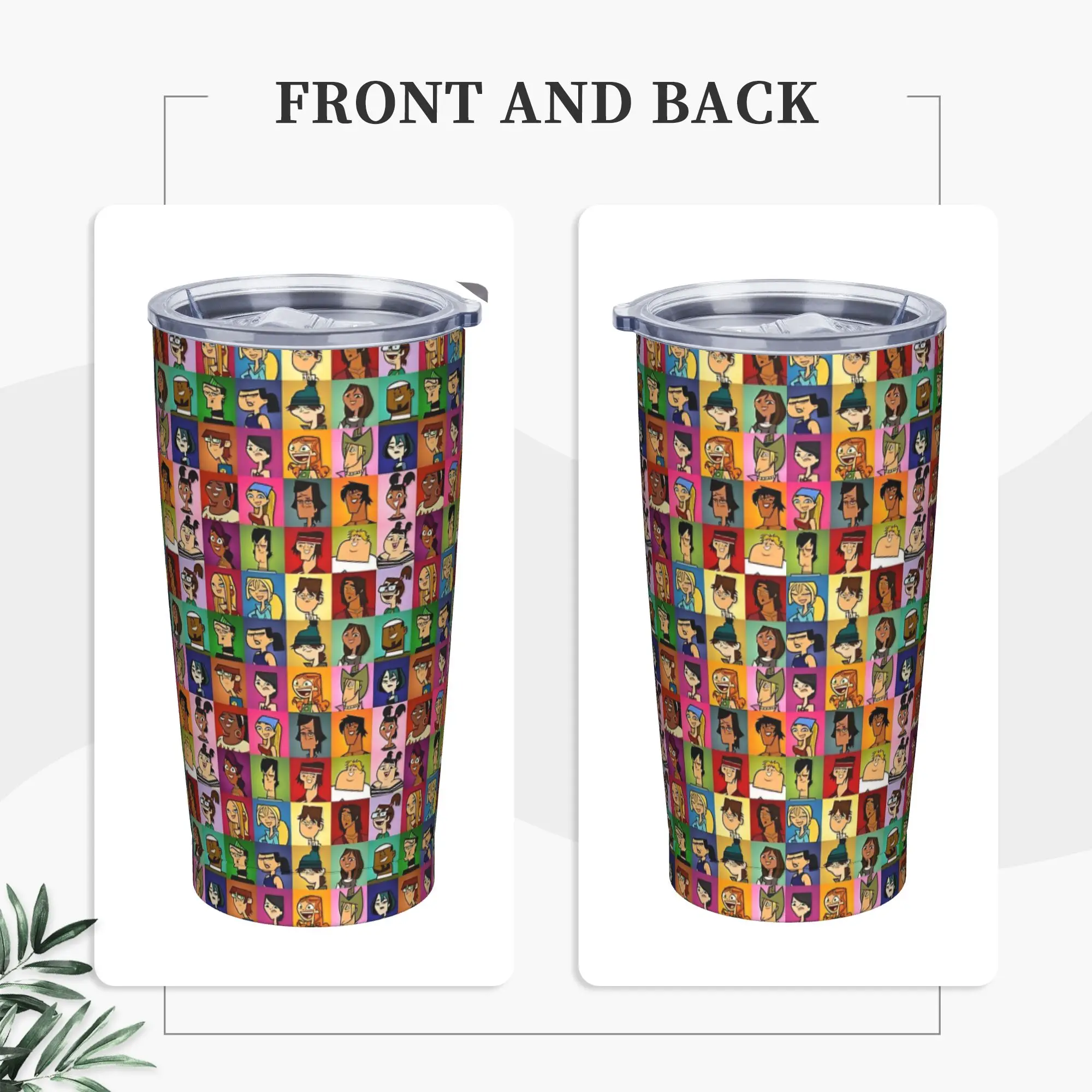 Totals Dramas Blocks Insulated Tumbler with Straws Lid  Stainless Steel Thermal Mug Office Home Car Bottle Cup, 20oz