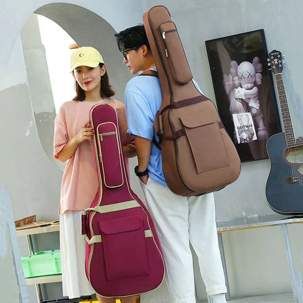 Double Shoulder Strap 41 Inch Guitar Bag 10 MM Thick Sponge Waterproof Portable Guitar Backpack with Side Handle Adjustable