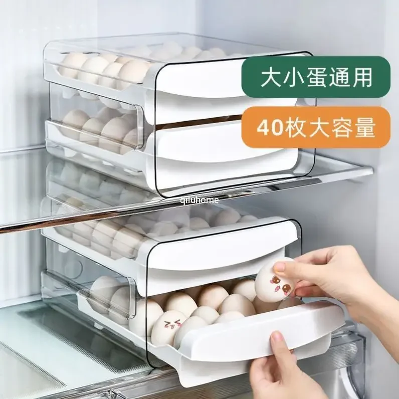 Kitchen Egg Storage Box Household Stackable Egg Carton Double Layer Egg Holder