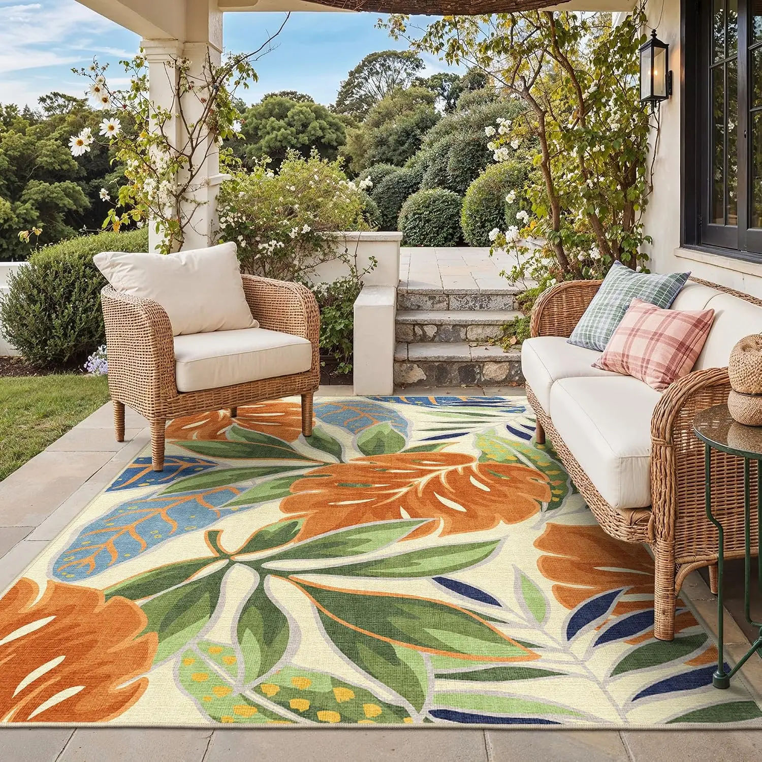 Outdoor Camping Decke - Indoor Outdoor Area Rug Rust Sage