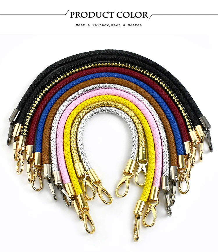 1Pc Deepeel 30-60cm Colorful PU Leather Bag Straps Purse Handbag Handles Gold Chain Buckle Weave Sling DIY Handmade Accessories