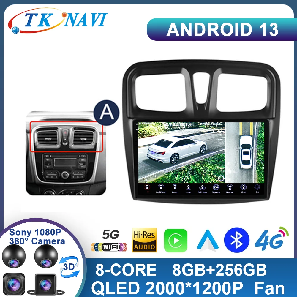 

Android 13 Car Radio For Renault Logan 2 2012 - 2019 Sandero 2 2014 - 2019 Stereo Multimedia Player GPS Carplay Speake 2 Din DVD