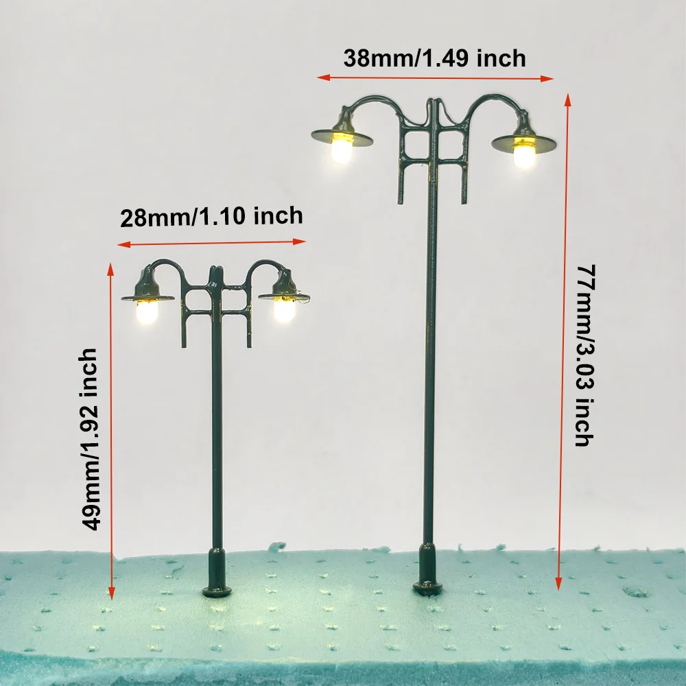 2Pcs Miniature Street Lamp 12V Single/Double Head Lights DIY Micro Landscape Railway Train Garden Decor Model Accessories
